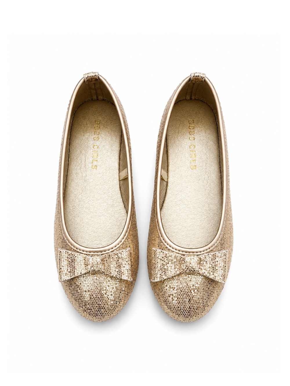 BCBGirls Gold Glitter Bow Ballet Flats